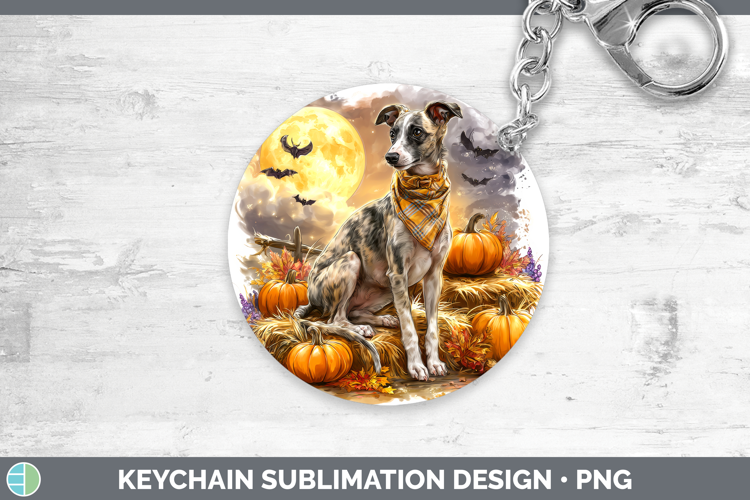Whippet Keychain Dogs 03 Bandana Halloween Sublimation Keyri