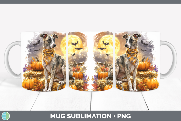 Whippet Mug Wrap Dogs 03 Bandana Halloween Sublimation Coffe