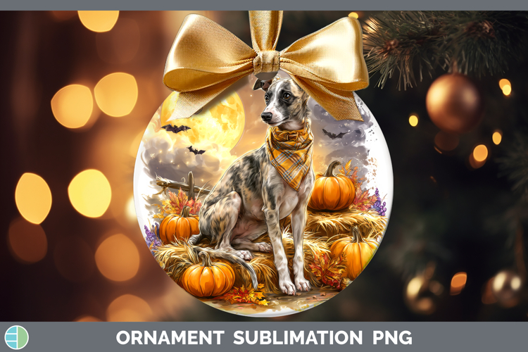 Whippet Ornament Dogs 03 Bandana Halloween Sublimation Baubl