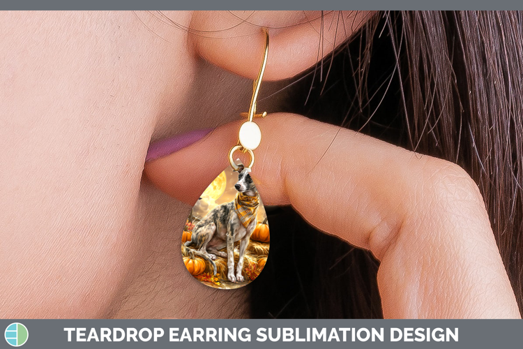 Whippet Teardrop Earrings Dogs 03 Bandana Halloween Sublimat