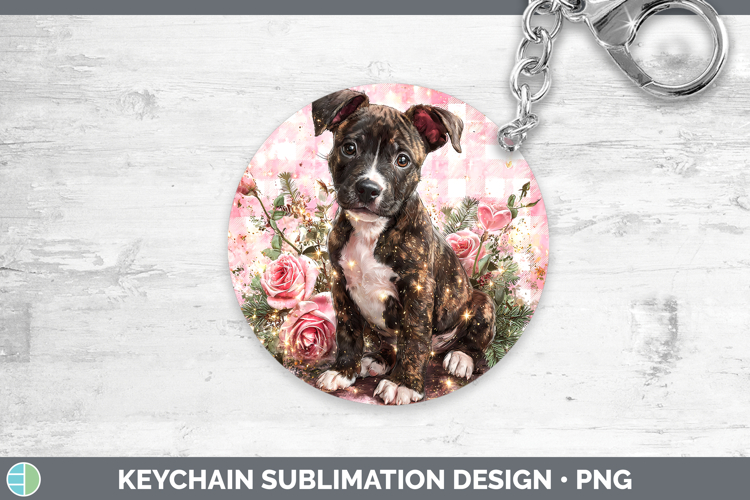 American Staffordshire Dogs 03 Checker Valentine Keychain Su