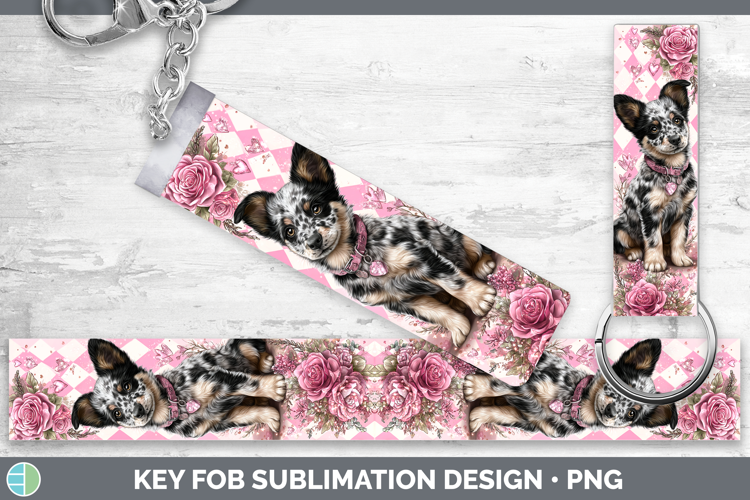Australian Cattle Dog Dogs 03 Checker Valentine Key Fob Subl