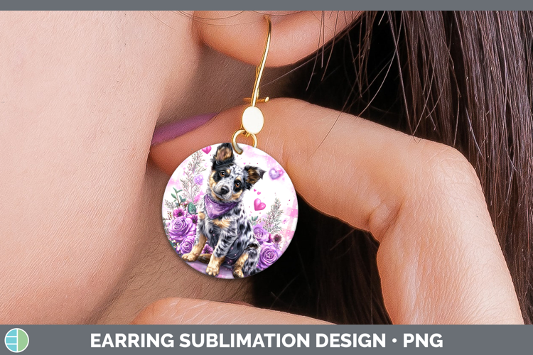 Australian Cattle Dog Dogs 03 Checker Valentine Round Earrin