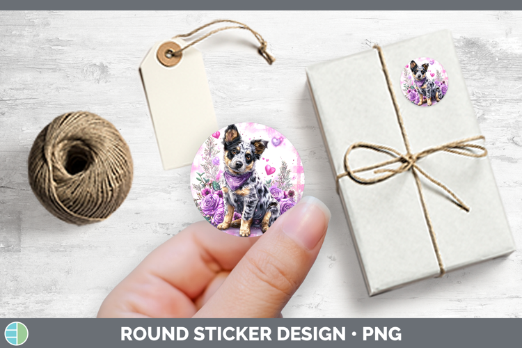 Australian Cattle Dog Dogs 03 Checker Valentine Stickers Des