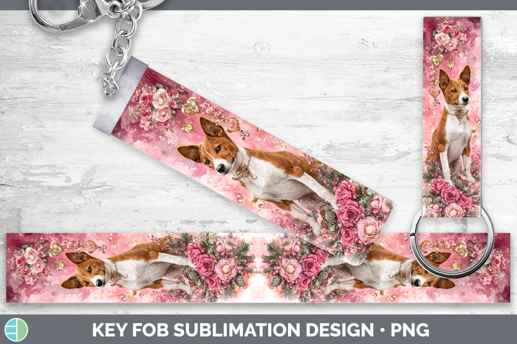 Basenji Dogs 03 Checker Valentine Key Fob Sublimation Design