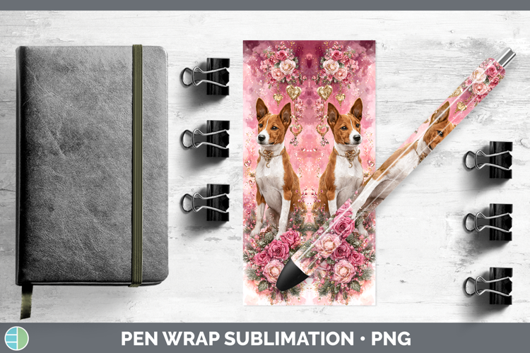 Basenji Dogs 03 Checker Valentine Pen Wrap Sublimation Desig