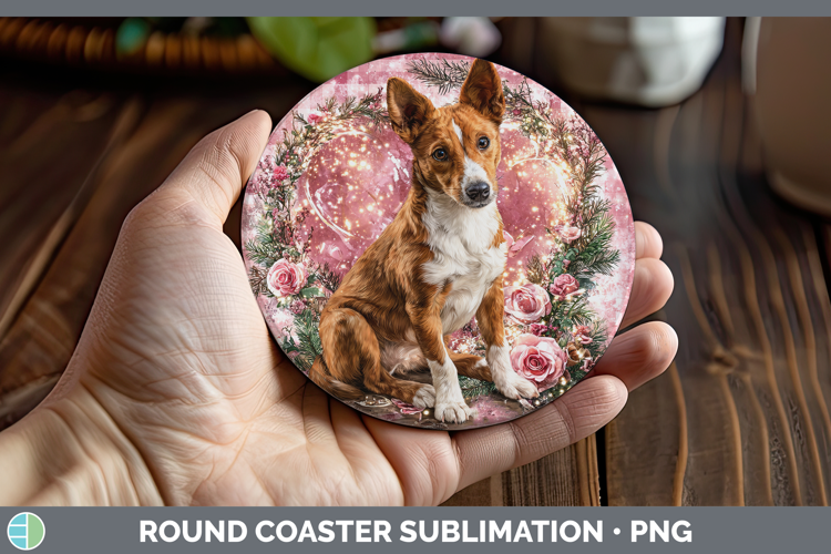 Basenji Dogs 03 Checker Valentine Round Coaster Sublimation