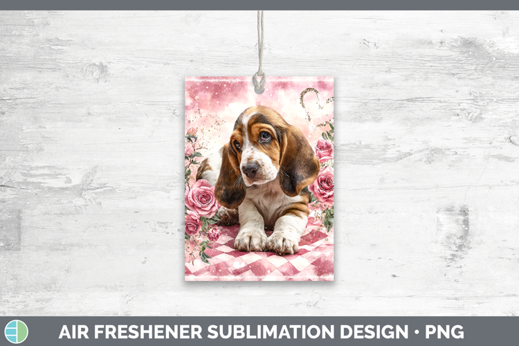 Basset Hound Dogs 03 Checker Valentine Air Freshener Sublima