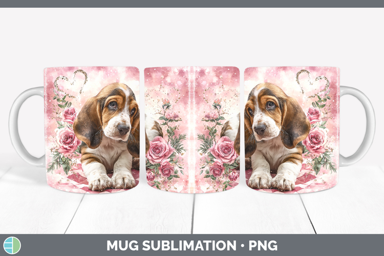 Basset Hound Dogs 03 Checker Valentine Mug Wrap Sublimation