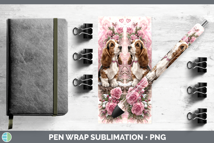 Basset Hound Dogs 03 Checker Valentine Pen Wrap Sublimation