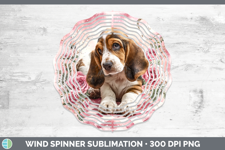 Basset Hound Dogs 03 Checker Valentine Wind Spinner Sublimat