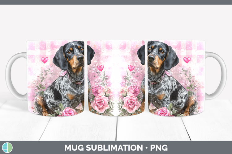 Bluetick Coonhound Dogs 03 Checker Valentine Mug Wrap Sublim
