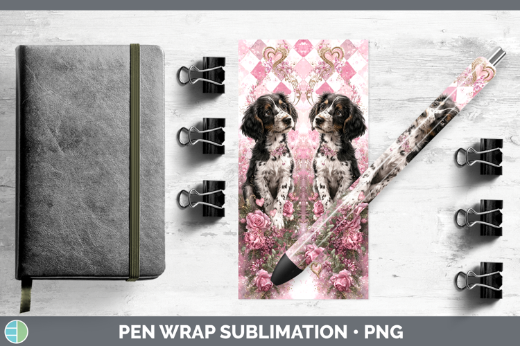 Bluetick Coonhound Dogs 03 Checker Valentine Pen Wrap Sublim