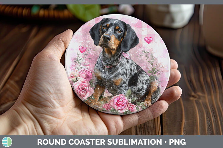 GorgeousDogs 03 Checker Valentine Round Coaster design.