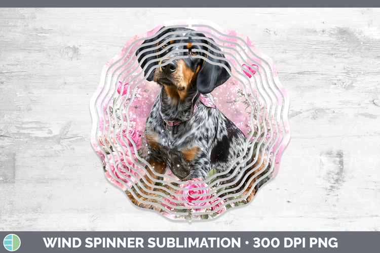 Bluetick Coonhound Dogs 03 Checker Valentine Wind Spinner Su