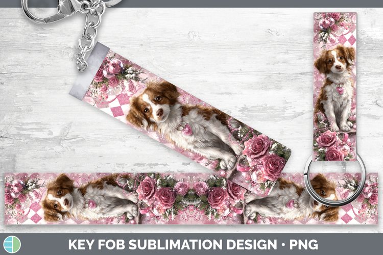 Brittany Dog Dogs 03 Checker Valentine Key Fob Sublimation D