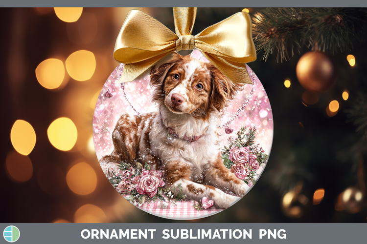 Brittany Dog Dogs 03 Checker Valentine Ornament Sublimation