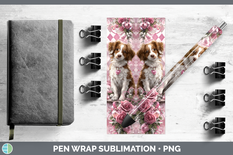 Brittany Dog Dogs 03 Checker Valentine Pen Wrap Sublimation