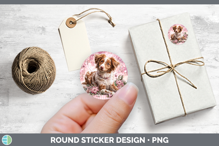 Brittany Dog Dogs 03 Checker Valentine Stickers Design