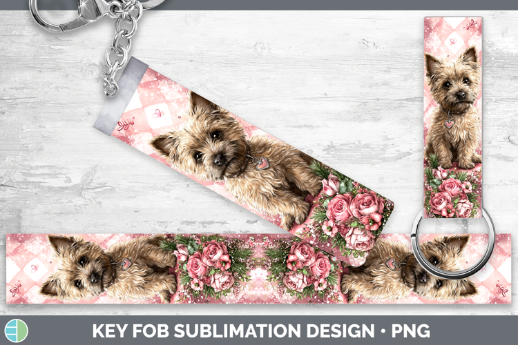 Cairn Terrier Dogs 03 Checker Valentine Key Fob Sublimation