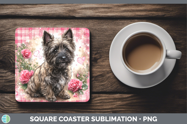 Cairn Terrier Dogs 03 Checker Valentine Square Coaster Subli