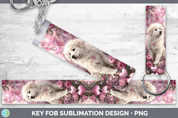 Great Pyrenees Dogs 03 Checker Valentine Key Fob Sublimation