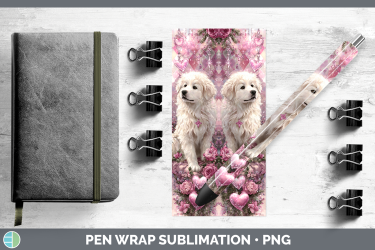 Great Pyrenees Dogs 03 Checker Valentine Pen Wrap Sublimatio