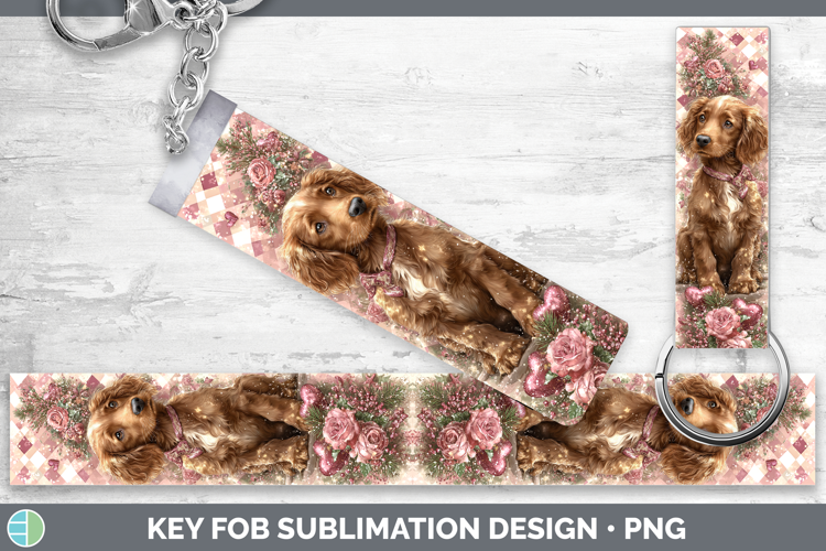 Irish Setter Dogs 03 Checker Valentine Key Fob Sublimation D