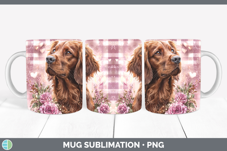 Irish Setter Dogs 03 Checker Valentine Mug Wrap Sublimation