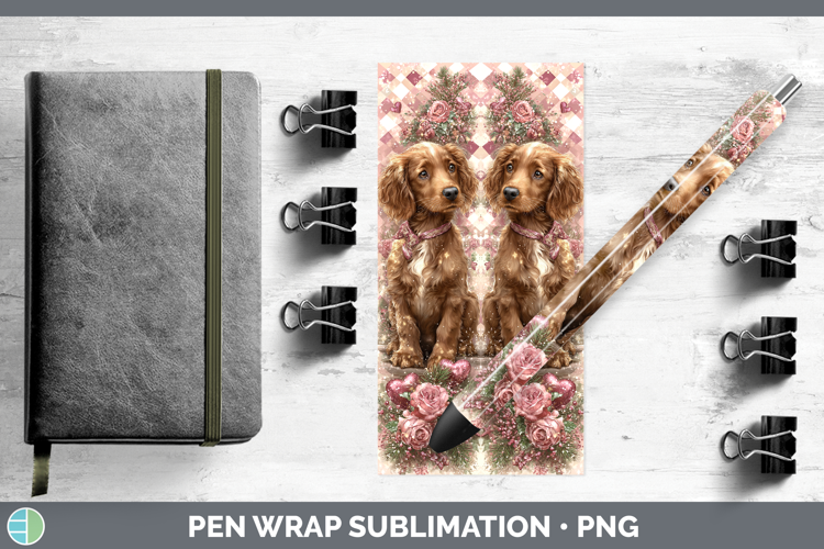 Irish Setter Dogs 03 Checker Valentine Pen Wrap Sublimation