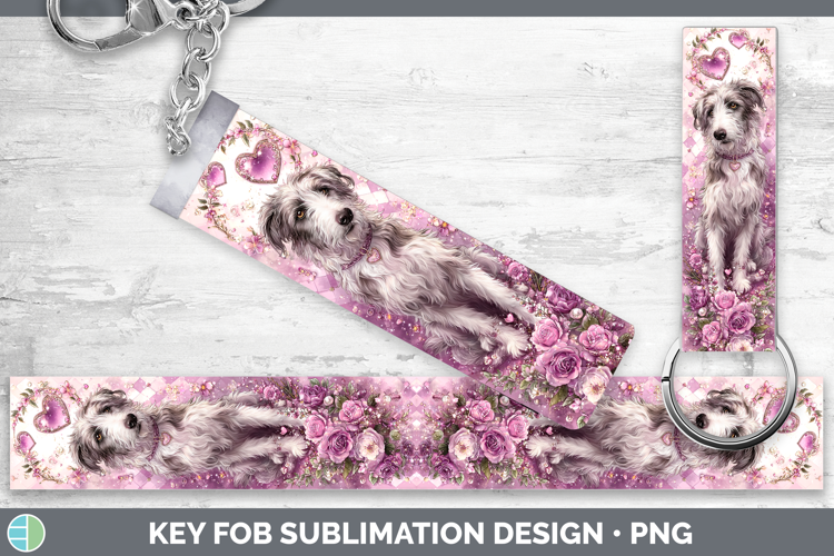 Irish Wolfhound Dogs 03 Checker Valentine Key Fob Sublimati