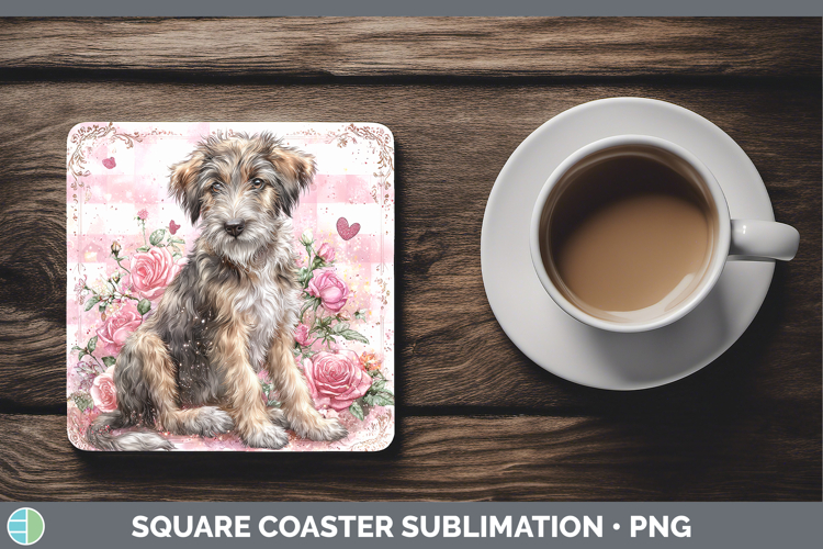 Irish Wolfhound Dogs 03 Checker Valentine Square Coaster Su
