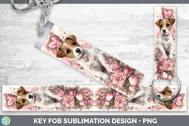 Jack Russell Terrier Dogs 03 Checker Valentine Key Fob Subli