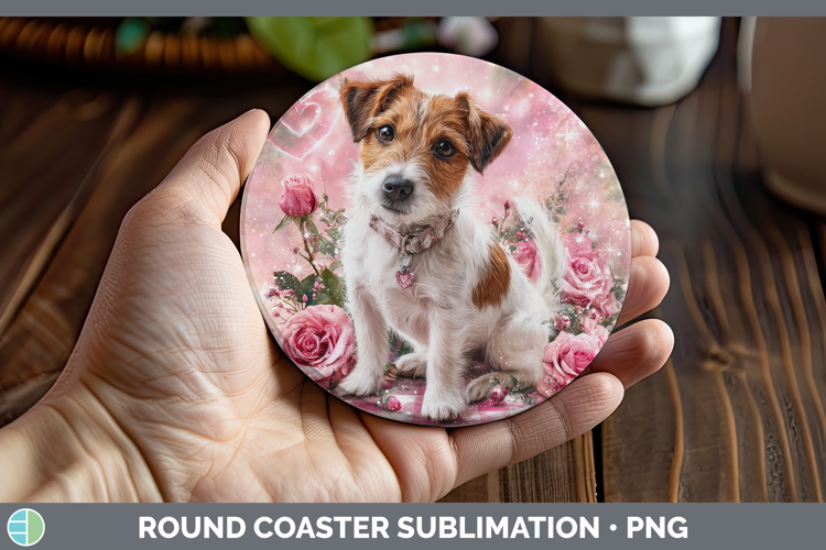 Jack Russell Terrier Dogs 03 Checker Valentine Round Coaster