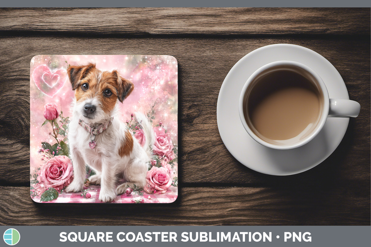 Jack Russell Terrier Dogs 03 Checker Valentine Square Coaste
