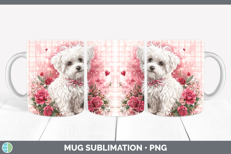 Maltese Dogs 03 Checker Valentine Mug Wrap Sublimation Desig