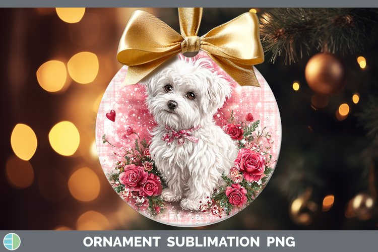 Maltese Dogs 03 Checker Valentine Ornament Sublimation Desig