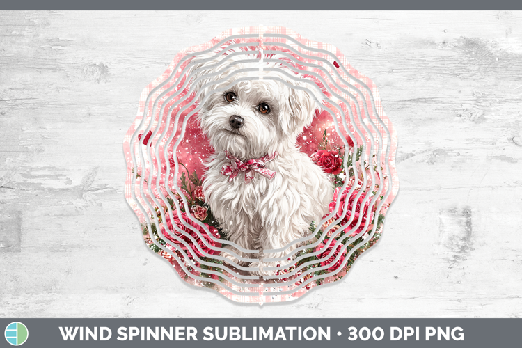 Maltese Dogs 03 Checker Valentine Wind Spinner Sublimation D