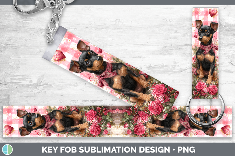 Miniature Pinscher Dogs 03 Checker Valentine Key Fob Sublima