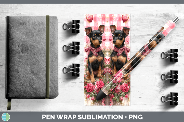 Miniature Pinscher Dogs 03 Checker Valentine Pen Wrap Sublim
