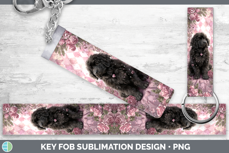 Newfoundland Dogs 03 Checker Valentine Key Fob Sublimation D