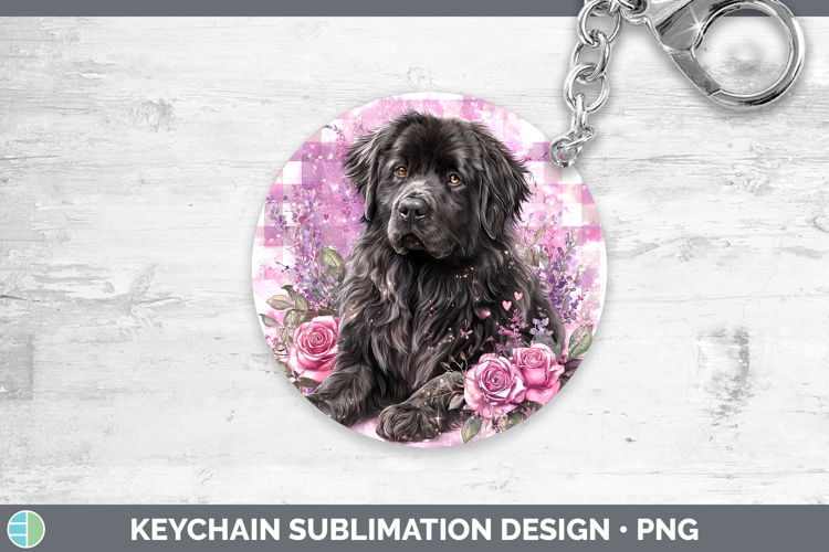 Newfoundland Dogs 03 Checker Valentine Keychain Sublimation