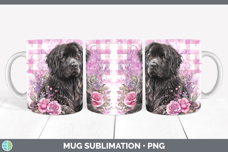 Newfoundland Dogs 03 Checker Valentine Mug Wrap Sublimation