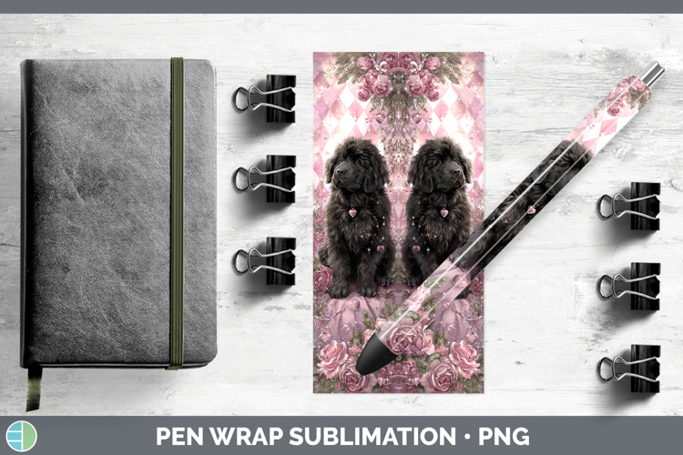 Newfoundland Dogs 03 Checker Valentine Pen Wrap Sublimation