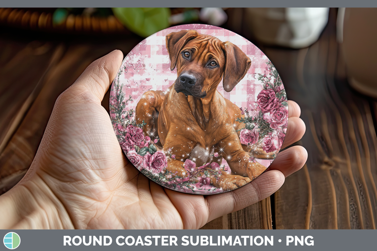 Rhodesian Ridgeback Dogs 03 Checker Valentine Round Coaster