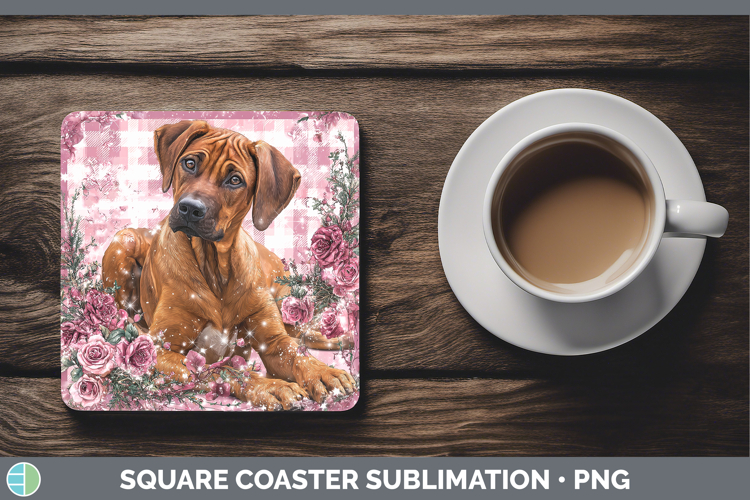 Rhodesian Ridgeback Dogs 03 Checker Valentine Square Coaster