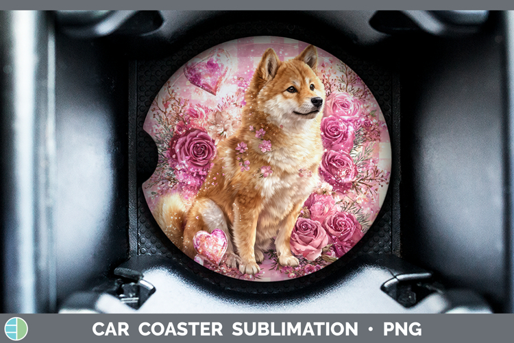 Shiba Inu Dogs 03 Checker Valentine Car Coaster Sublimation