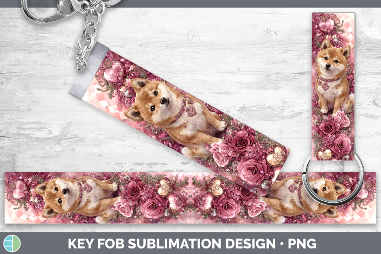 Shiba Inu Dogs 03 Checker Valentine Key Fob Sublimation Desi