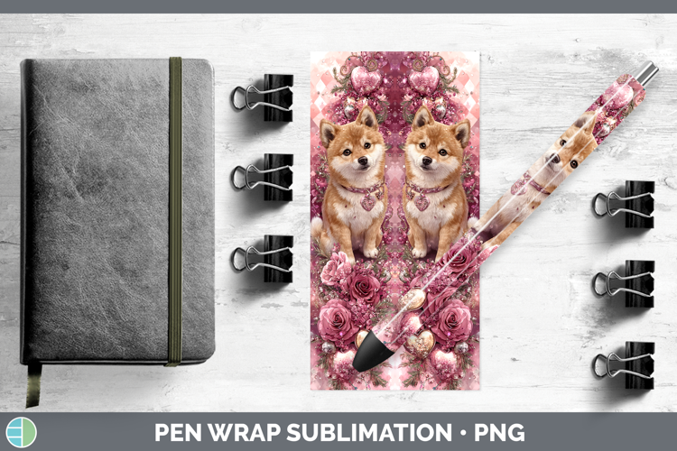 Shiba Inu Dogs 03 Checker Valentine Pen Wrap Sublimation Des