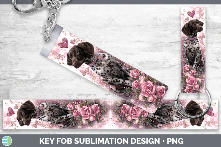 Shorthaired Pointer Dogs 03 Checker Valentine Key Fob Sublim